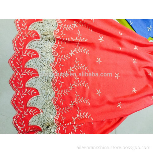 Rayon  solid  lace border embroidery fabric
